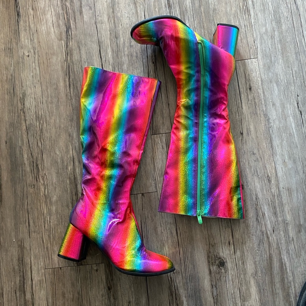 Rainbow Glitter Knee Boots!